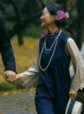 2025新款搭配旗袍珍珠项链女士夏季颈链中长款双层叠戴毛衣链1560