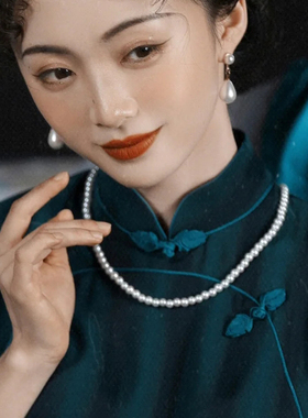 白色小珍珠项链配旗袍配饰品女