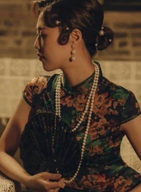 搭配旗袍珍珠项链中长款夏季锁骨链女士多层颈链民国风配饰品1789