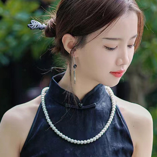 配旗袍珍珠项链55cm中长款毛衣链子女士配饰品锁骨链颈链项圈051 - 图2