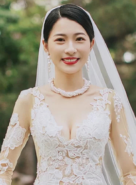 多层叠戴小珍珠项链女拍照饰品项饰配婚纱礼服颈链锁骨链短款191