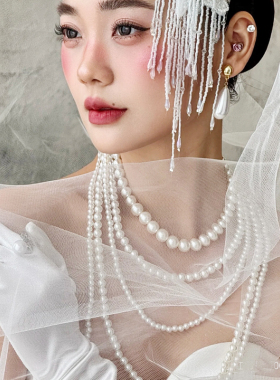 多层珍珠项链新娘婚庆中长款