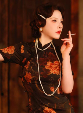 搭配旗袍珍珠项链中长款毛衣链多层叠戴颈链子女士双层锁骨链415