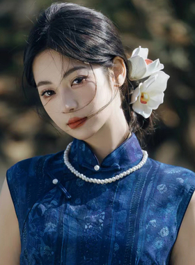 夏季搭配旗袍珍珠项链饰品女士颈链中长款锁骨链子毛衣链颈饰399