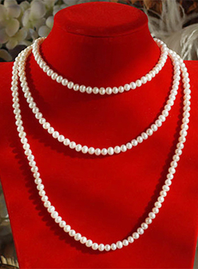 双层珍珠项链配旗袍配饰品女士多层叠戴中长款颈链配裙子项圈030