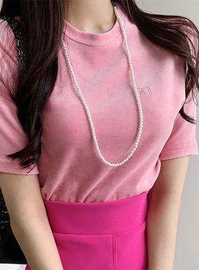 80cm仿珍珠颈链子长款项链女士法式毛衣链子配饰品配裙子项圈310