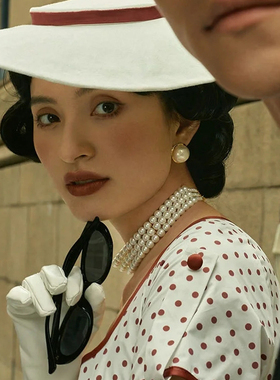 多层珍珠项链项圈短款choker女士赫本风拍照道具项饰品颈链子2101