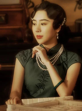 三层珍珠颈链配旗袍项链配饰品