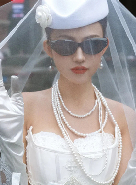 多层珍珠项链配婚纱礼服配饰品