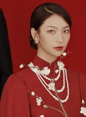 多层珍珠项链中长款毛衣链子