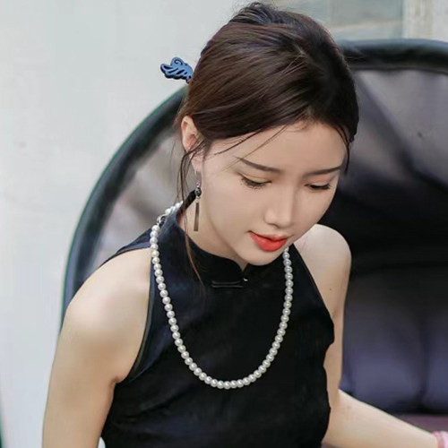 配旗袍珍珠项链55cm中长款毛衣链子女士配饰品锁骨链颈链项圈051 - 图3