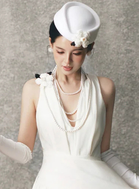 高端法式复古多层珍珠锁骨链