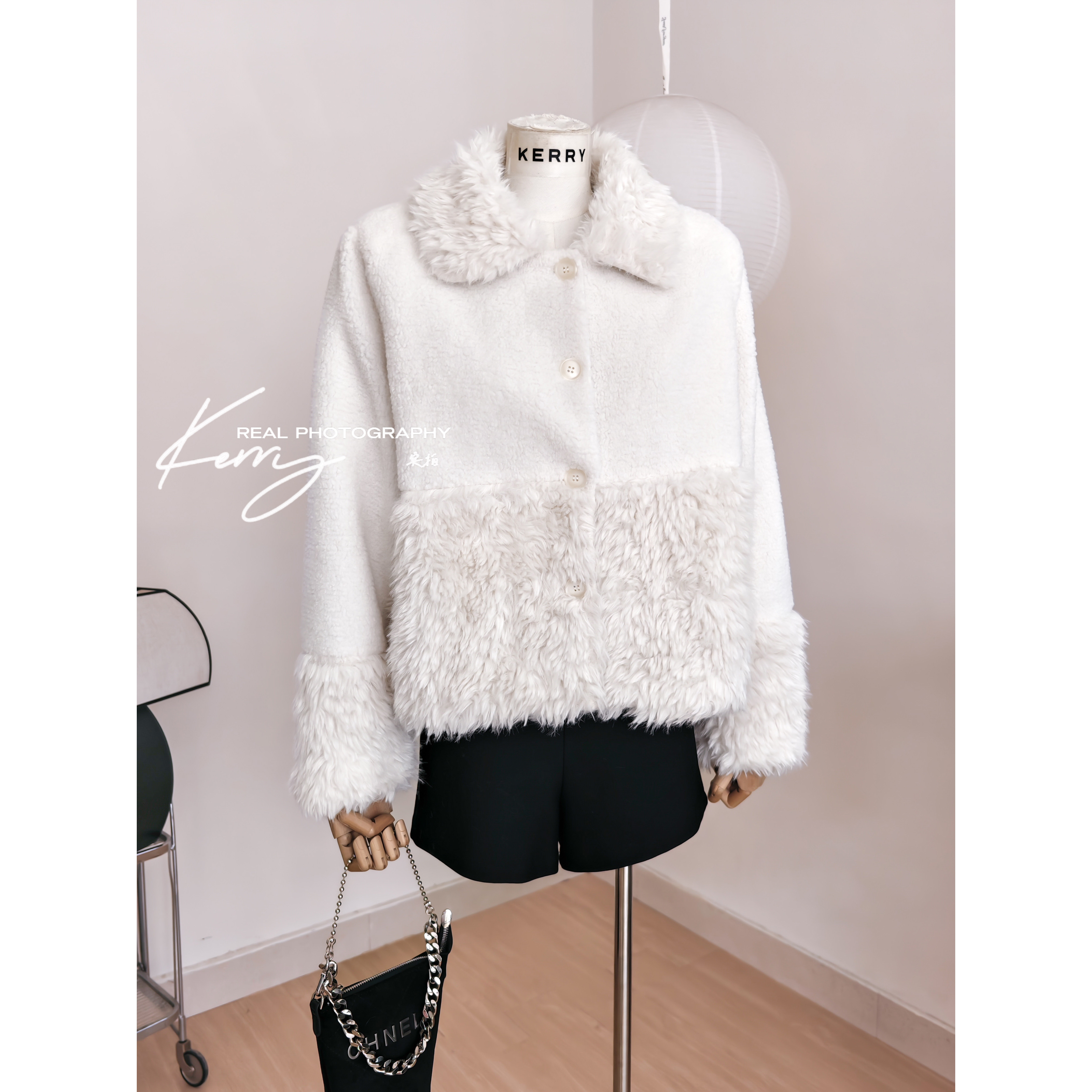 绒绒奶糕 冬季翻领羊羔毛外套女加厚宽松白色上衣长/短款韩系穿搭,淘宝优惠券,粉丝福利购,淘宝优惠卷