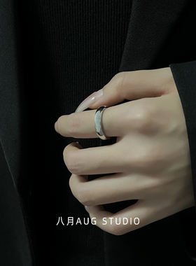 不掉色简约光面钛钢戒指女高级感