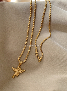 八月aug麻花链带镀k钛钢镀吊坠