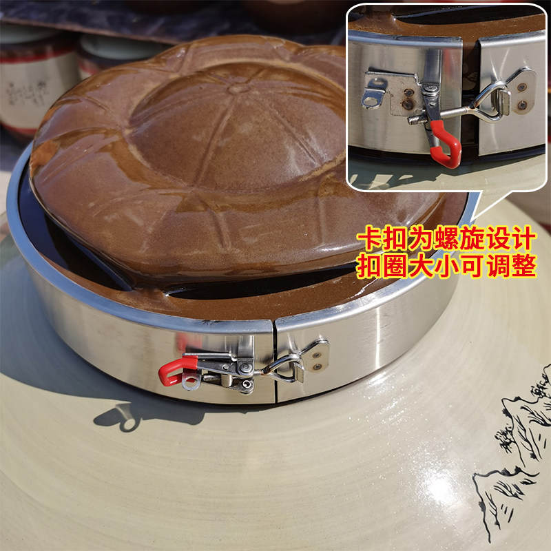 加厚陶瓷不锈钢锁盖50斤酒缸100斤罐200斤储装酿存泡白酒坛子家用