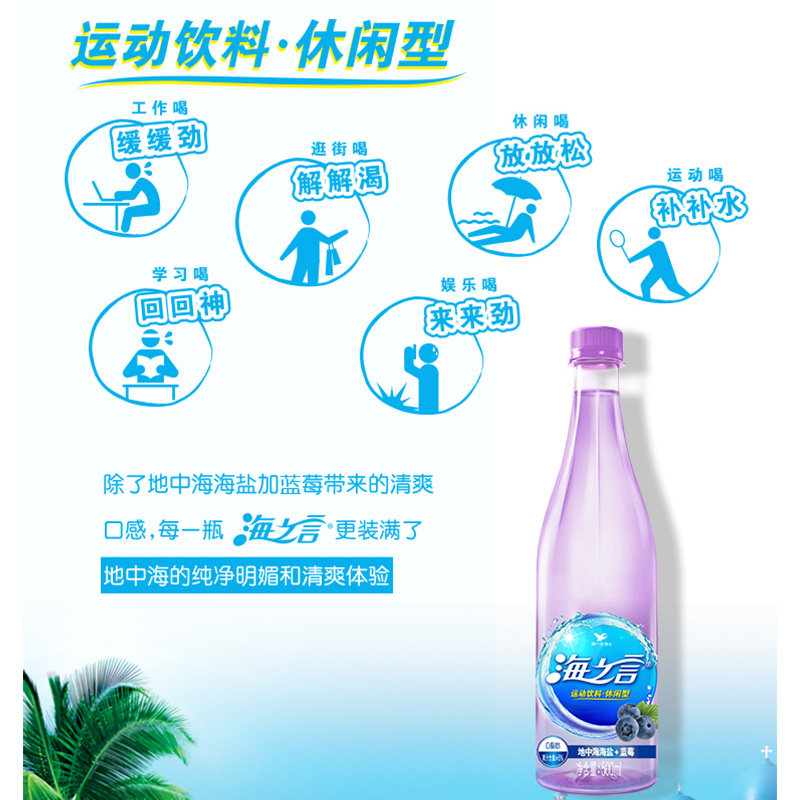 统一海之言500ml*15瓶柠檬百香果蓝莓果汁饮料地中海海盐解渴补 - 图2