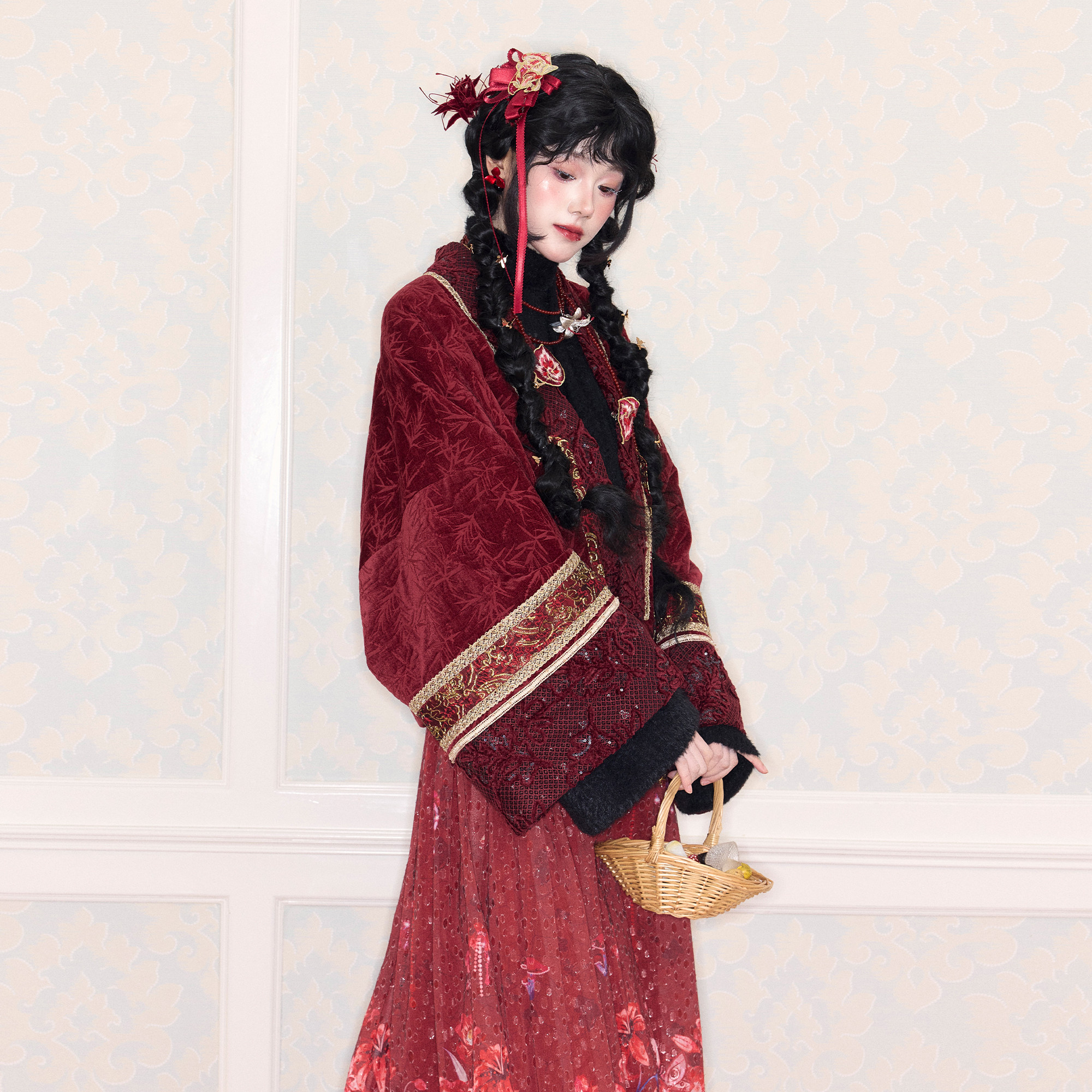 粼夕squama【琳琅君】唐制国风红色汉服套装拜年服改良中式订婚服,淘宝优惠券,粉丝福利购,淘宝优惠卷