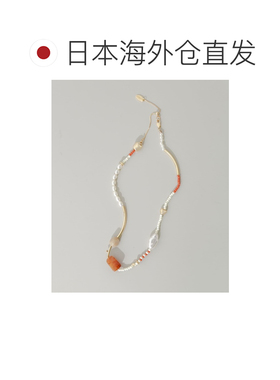 日本直邮SMELLY 女士 多元素珠链项链 黄金金属条点缀 可调节长度
