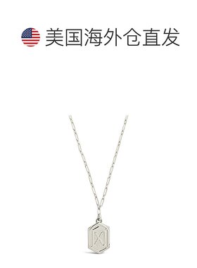 sterling forever六边形标签初始项链 - silver-x 【美国奥莱】直