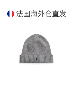 自营欧洲直邮Ralph Lauren拉夫劳伦 男士灰色羊毛小马Logo针织帽