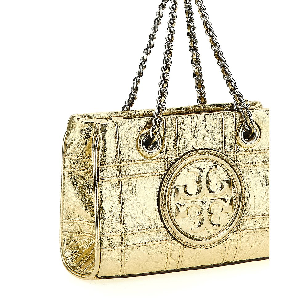 潮奢 Tory Burch 女士Fleming Soft Metallic Quilt Mini handbag - 图1