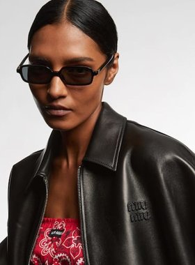 潮奢 Miu Miu 缪缪 女士 矩形太阳眼镜 black黑色 舒适时尚