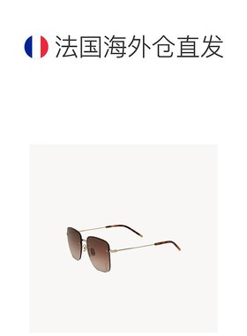 自营欧洲直邮YSL圣罗兰 SL 312 M女士浅金色/渐变棕色金属方形太
