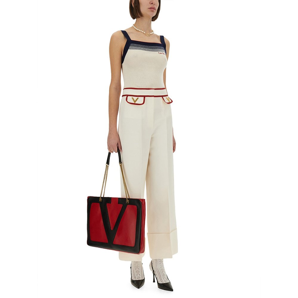 VALENTINO 女士休闲裤 7B3RB6541CFAS0 SS2025 白色 - 图0