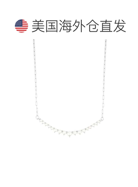 自营adorniaSilver Plated Pearl Curved Bar Necklace - white