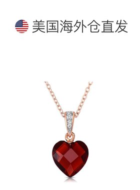 genevive纯银白色方晶锆石心形吊坠项链 - 红宝石 【美国奥莱】直