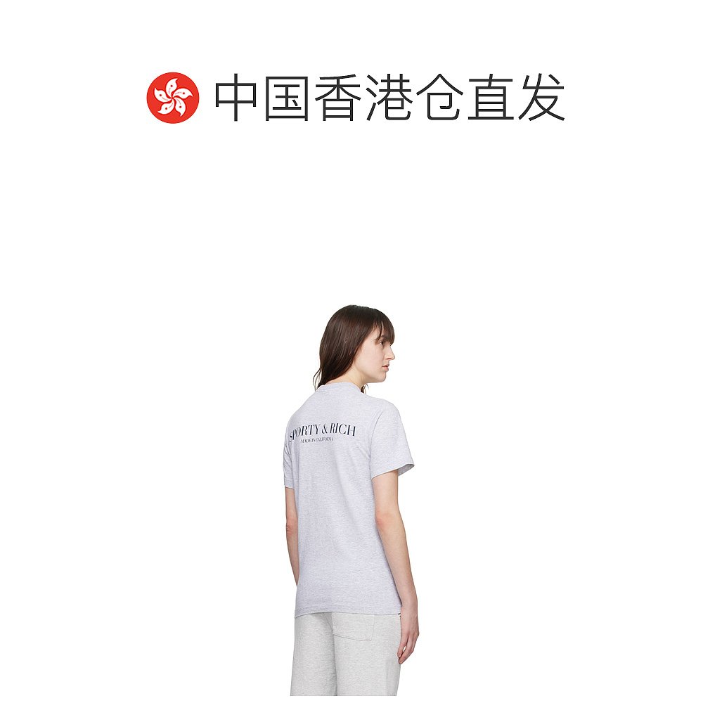 香港直邮潮奢 SPORTY & RICH 女士灰色 Made In California T 恤 - 图1