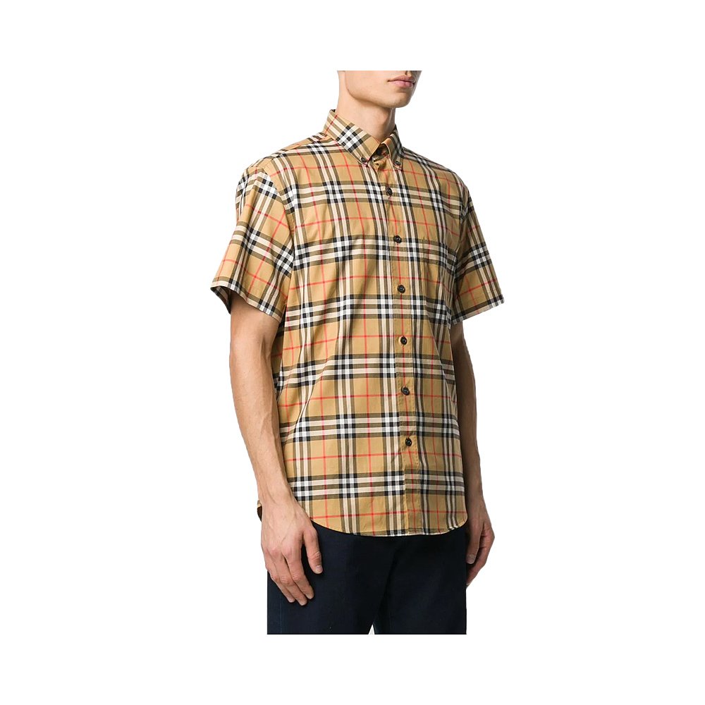天猫国际海外仓直购Burberry 巴宝莉 男士格纹短袖衬衫 80222650