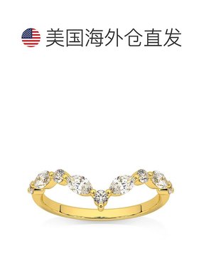 pompeii3.60 克拉钻石护卫镶嵌 V 形榄尖形结婚戒指 14k 黄金实验