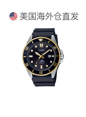 自营Casio Men's Gold-Tone Dive Watch with Black Dial- MDV-10