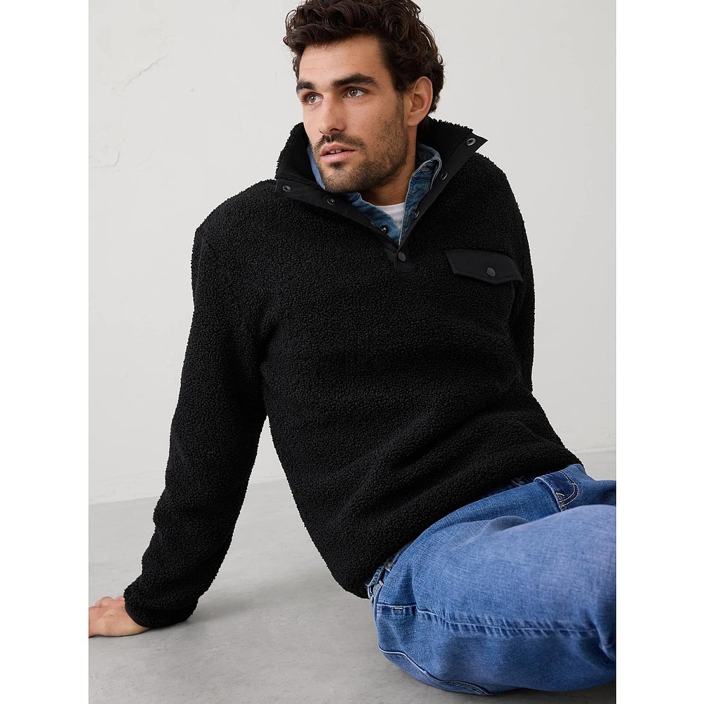 1h可退 日本直邮BANANA REPUBLIC 男装 舒适加绒半拉链套头衫 摩 - 图2