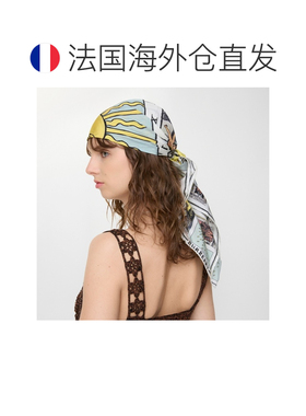 自营欧洲直邮Burberry博柏利 Tarot女士海滨蓝色桑蚕丝印花方巾