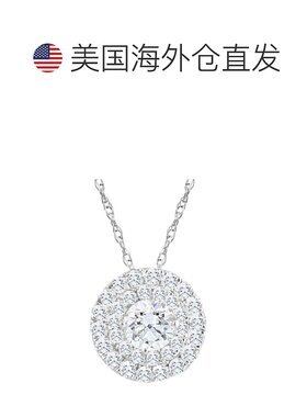自营 pompeii32 1/5 克拉 TW 钻石（1 克拉中心）圆形光环吊坠白