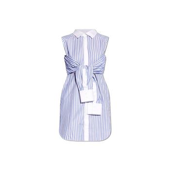 ຮ່ອງກົງ direct mail trendy luxury Dsquared2 quadratic ຂອງແມ່ຍິງ knotted sleeves curved hem striped shirt dress S7