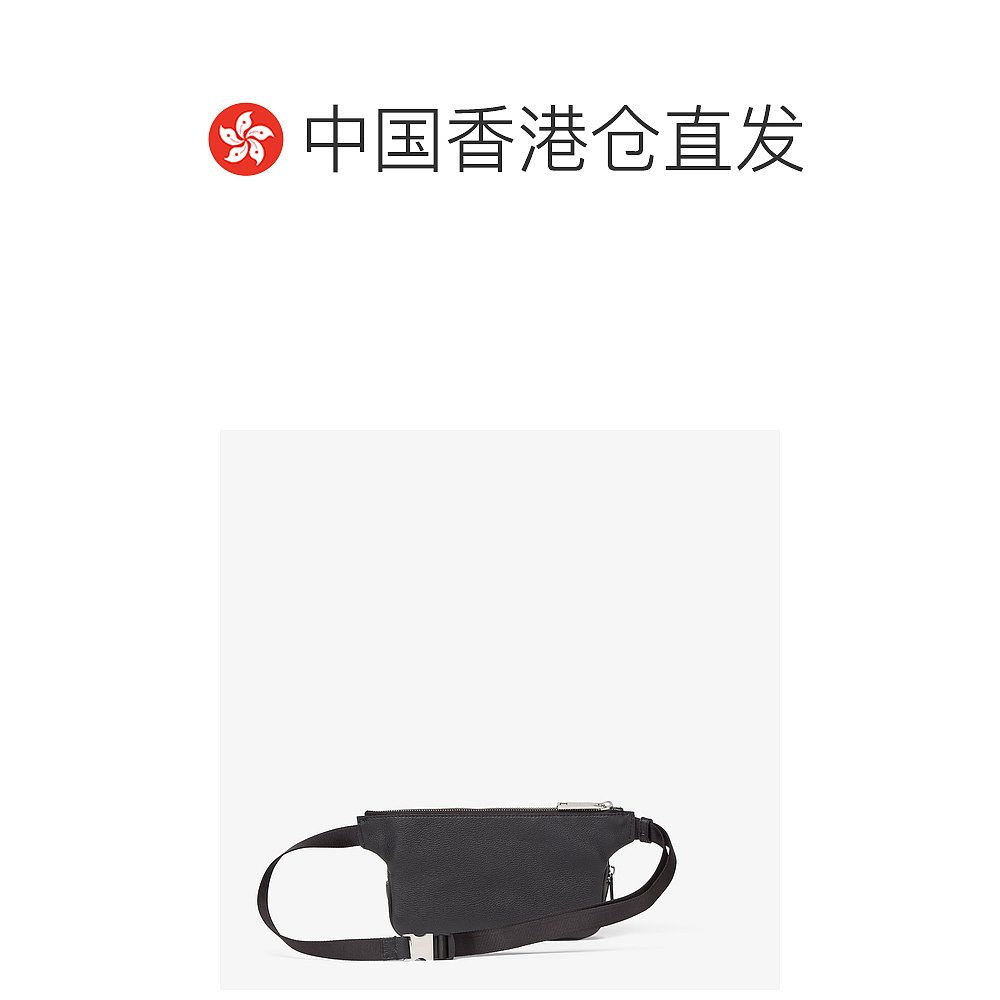 香港直邮潮奢 Fendi男士Black leather belt bag腰包-图1