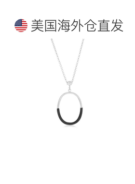 自营 simona纯银、黑色珐琅椭圆形项链 - 黑色 美国奥莱直发吊坠