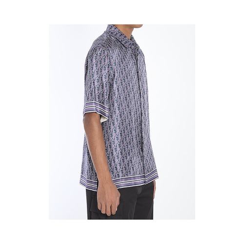 DIOR 男士衬衫 193C545A4751C574 AW2024 灰色 短袖衬衫 - 图0