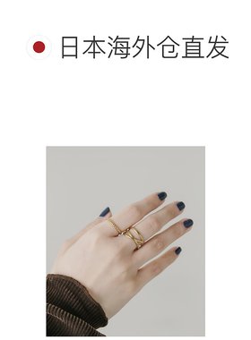 1h可退 日本直邮SMELLY 女士 2件套交叉设计戒指 粒纹质感 可叠戴