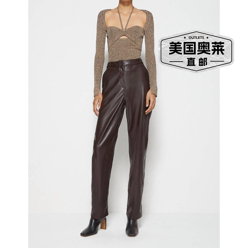 jonathan simkhaiAmelia Vegan Leather Pant In Chocolate choco-图0