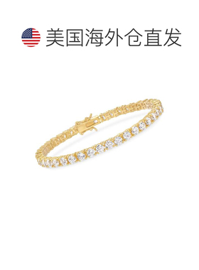 自营Ross-Simons CZ 网球手链 18kt金镶嵌在纯银上 - 7 英寸 美国