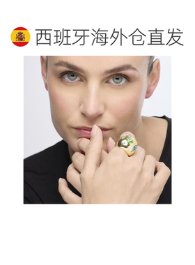 欧洲直邮LUXENTER Alik彩色锆石戒指 18K黄金电镀 西班牙轻奢珠宝