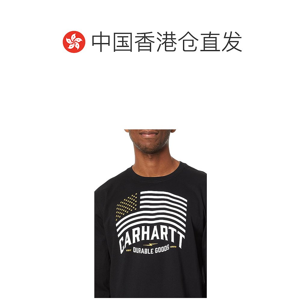 香港直邮潮奢 Carhartt 卡哈特 男士宽松款中等重量长袖国旗印花T - 图1