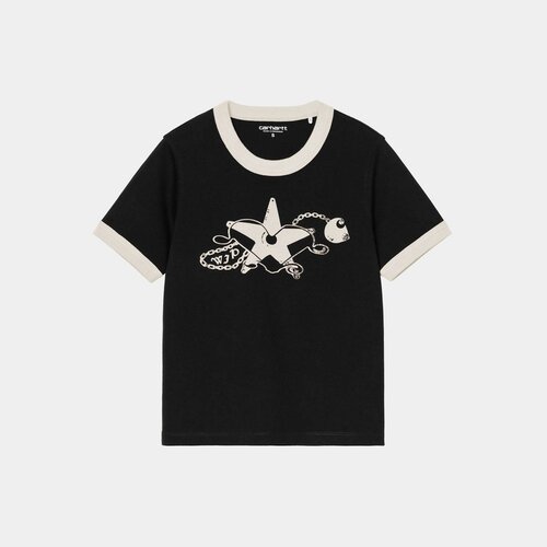 自营欧洲直邮Carhartt WIP Outlaw Star女士黑色/白色棉质印花短T - 图2