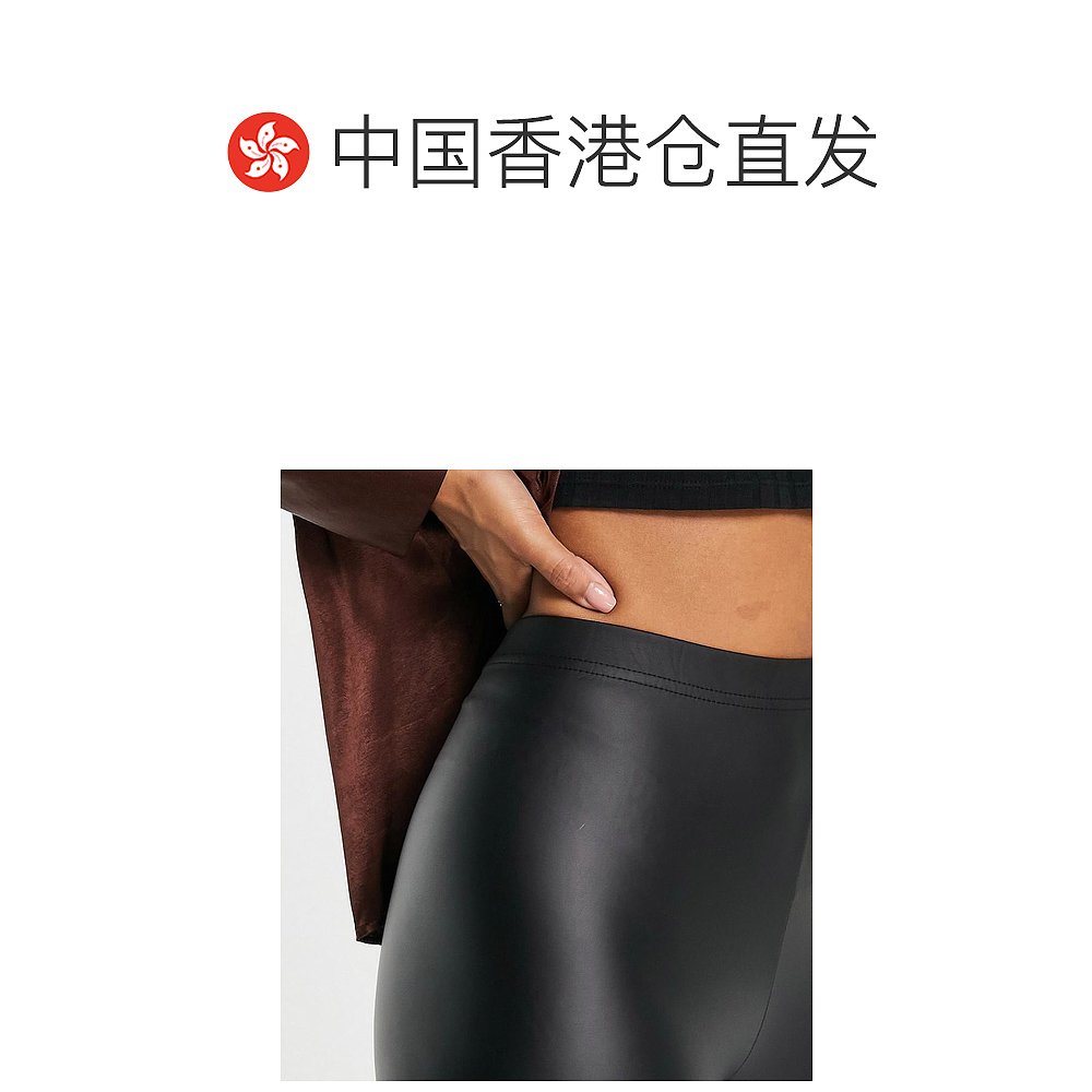 香港直邮潮奢 ASOS 女士Hourglass sheen 设计高腰哑光打底裤(黑) - 图1