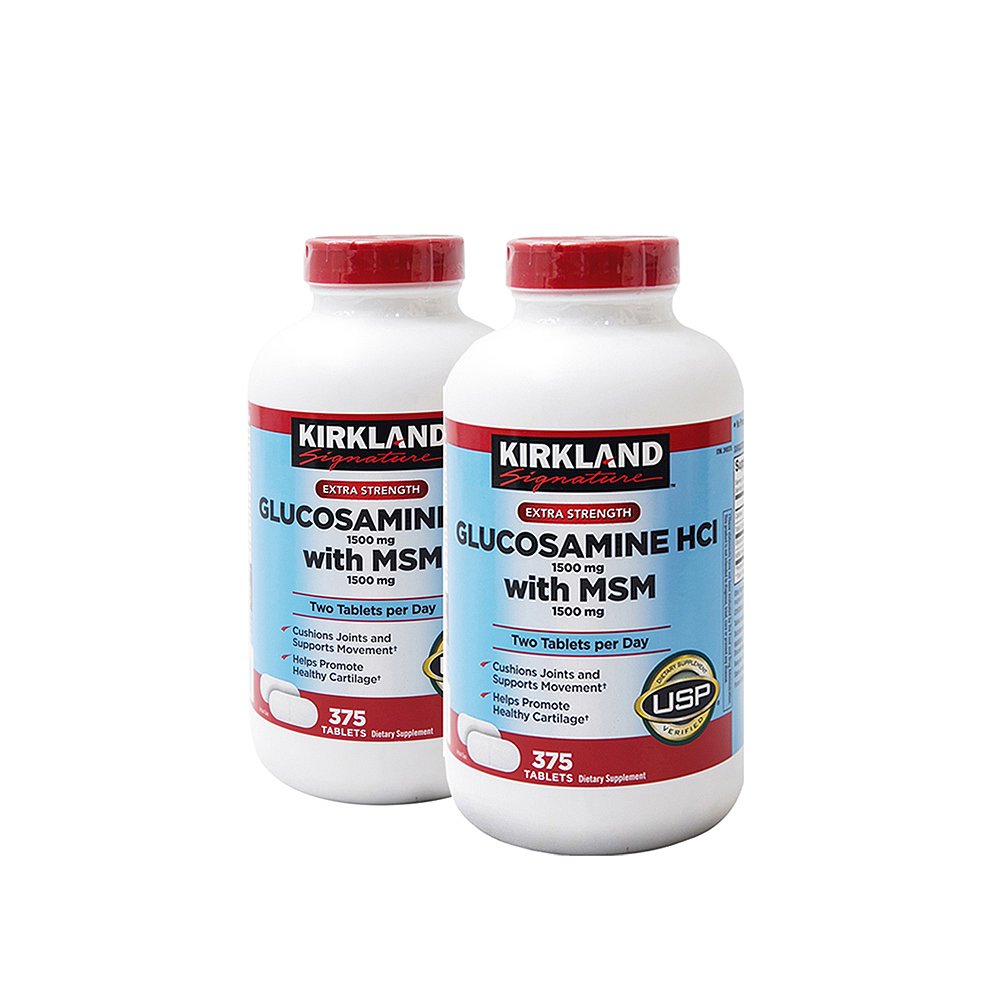 天猫国际海外直购美国直邮柯克兰Kirkland HCL盐酸氨基葡萄糖MSM维骨力375粒2瓶0